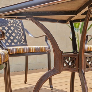 Ban Công Đồ Nội Thất Patio Đúc Nhôm Bàn Ăn Đặt Khách Sạn Xách Tay Bằng Gỗ Nhìn Vuông Bảng 4 Đệm Ghế - Product Image 3