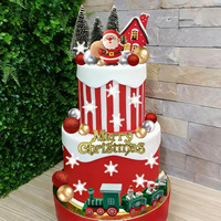 Ensemble de Décoration de Gâteau de Noël : Père Noël, Train, Sapin, Flocon de Neige, Boule, Panneau Joyeux Noël, Fournitures de Fête Hivernale, Décorations de Gâteau pour Fêtes de Noël