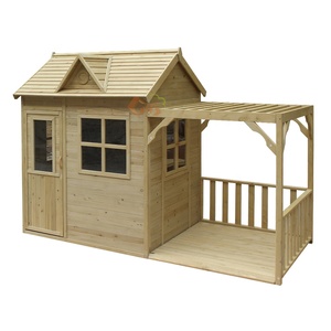 En bois cour jouet playhouse pas cher designer cubby maison flatpack en bois enfants château playhouse - Product Image 2
