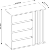 Armoire de couloir moderne en chêne et graphite avec commode, banc miroir et panneau de porte-manteau