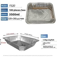 Boîte à lunch jetable en aluminium épais, rectangulaire, pour poisson grillé, emballage commercial à emporter, capacité de 4900 ml, vente en gros