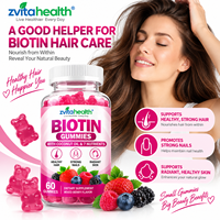 Gummies de biotine en marque blanche, approvisionnement en gros, soutien pour cheveux, ongles et peau, saveur fruits rouges mélangés, huile de coco, 7 nutriments