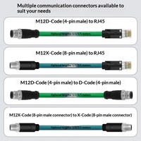 Connecteur M12 vers RJ45 4 broches D-code mâle/femelle, câble blindé pour caméra industrielle et capteurs Ethernet, haute flexibilité pour chaîne de guidage