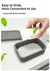 Support à savon de <span class=keywords><strong>voyage</strong></span> en silicone, boîte à savon étanche, conteneur à savon portable et imperméable avec tapis de drainage pour extérieur, salle de sport, salle de bain - Product Image 2