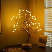 Lumières d'arbre en fil de cuivre à LED, lumières décoratives en perles de feuille d'or, veilleuses de chevet de chambre à coucher Noël Thanksgiving décoratif