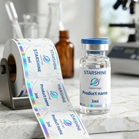 Kişiselleştirilmiş Holografik Yağ Geçirmez Dayanıklı Vinil Yapışkanlı Etiket Çevre Dostu Laboratuvar Şişe Etiketleri 3ml/5ml/7ml/10ml Cam