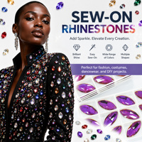 Strass à coudre super brillants, perles de verre à 2 trous, pierres à coudre plates en cristal brillant pour bikini, robe, artisanat DIY