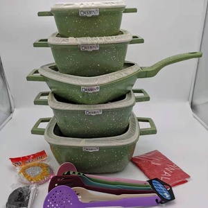 25 Pcs Kích Thước Lớn Die Cast Nhôm Không Dính Nấu Ăn Chậu Nhà Bếp Nồi Đặt Nấu Ăn Nồi Bộ Không Dính Đồ Nấu Nướng <span class=keywords><strong>Granite</strong></span> - Product Image 2