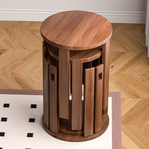 Modern 4 in 1 New Chinese Style Solid Wood <strong>Stool</strong> Stackable Combination <strong>Dining</strong> <strong>Table</strong> <strong>Stool</strong> - Product Image 1