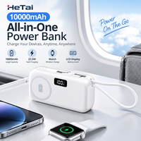Power Bank Desain Baru 2026 10000mAh 22.5W PD Pengisian Cepat Charger Portabel dengan Kabel Terintegrasi Layar LCD Pengisi Daya Nirkabel
