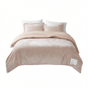 Crushed Velvet Sherpa Reversible <b>Comforter</b> <b>Set</b> King Super King Home Bedding Cotton Woven Floral Pattern Classic Style - Product Image 1