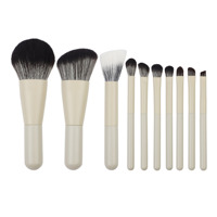 10 pinceaux de maquillage de luxe portables à poils naturels et manche en bois de bouleau, personnalisables avec logo, vente en gros, marque privée, haute qualité