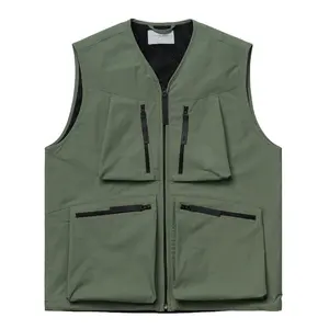 Custom Heren Street Wear 100% Polyester Multi Pockets Gaas Gevoerde Cargo Vest