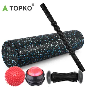 TOPKO 90cm Custom Logo Adult Body Massage Stick Peanut Ball You Youga Spike Ball Back Foot Roller Foam Roller Set