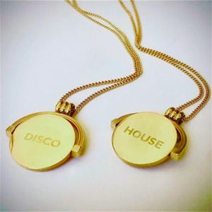 Collar con Colgante Giratorio de Moneda con Grabado Personalizado de <span class=keywords><strong>Blessed</strong></span> Disco House, para Aliviar el Estrés, Chapado en Oro, Joyería de Acero Inoxidable - Product Image 2
