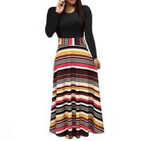 Robes longues à manches longues pour femmes, patchwork, imprimées de fleurs, drapées, vestidos, robe longue maxi décontractée pour femmes