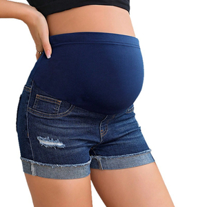 Nouveaux shorts <span class=keywords><strong>de</strong></span> maternité <span class=keywords><strong>en</strong></span> <span class=keywords><strong>jean</strong></span> déchiré taille haute ajustables avec soutien abdominal, style décontracté simple pour l'été, pour femmes enceintes, transfrontalier UE/US - Product Image 2