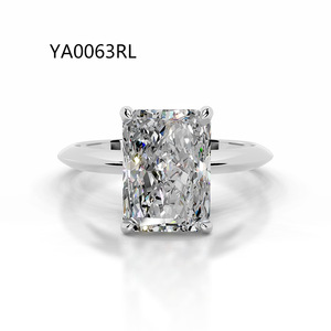 Bague de fiançailles solitaire en or blanc 14k 18k avec diamant émeraude radiant créé en laboratoire VVS CVD HTHP avec certificat IGI GIA - Product Image 3