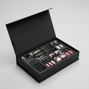 XJY Cosmétique magnétique pliant flip couvercle <span class=keywords><strong>brosse</strong></span> organisateur avec plateau intérieur en mousse EVA noire avec ruban vernis à ongles boîte d'emballage - Product Image 1