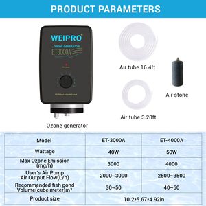 WEIPRO Generator Ozon Akuarium 3000g 4000g yang Dapat Disesuaikan, Pengolahan Air Kolam Ikan, Penghilang Alga & Sterilisasi Mesin Ozon - Product Image 3