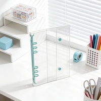 Lot de 10 protège-cahiers A5 en PVC transparent à paillettes, rechargeables, avec 6 anneaux, 2 boutons-pression et système d'enveloppes pour espèces