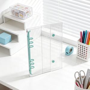 Lot de 10 protège-cahiers A5 en PVC transparent à paillettes, rechargeables, avec 6 anneaux, 2 boutons-pression et système d'enveloppes pour espèces - Product Image 3