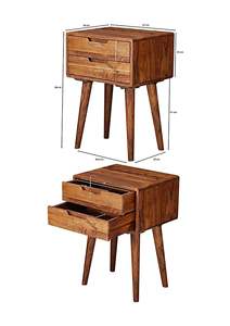 โต๊ะข้างเตียงทำด้วยมือเฟอร์นิเจอร์ห้องนอนทันสมัยพร้อมลิ้นชัก2ชั้นสีน้ำตาลสินค้าจำนวนมาก - Product Image 2