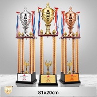 Trophées et médailles personnalisés de luxe en métal plaqué or avec impression UV pour la Coupe du Monde des Sports