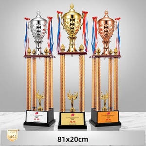 ถ้วยรางวัลกีฬาโลกขนาดเท่าของจริง ทำจากเรซิ่นและโลหะสีทอง สำหรับการแข่งขันยิมหรูหราแบบกำหนดเอง พร้อมเหรียญรางวัล - Product Image 3