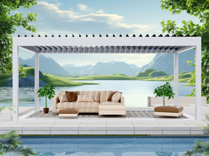 YOUYA Nuova Pergola Solare Retrattile di Lusso 4x8 in Alluminio per Esterni, Tipo Legno Trattato a Pressione Naturale - Product Image 4