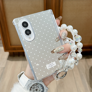 Funda Protectora Transparente de TPU con Diseño de Puntos y Espejo de Maquillaje para Galaxy <span class=keywords><strong>Fold</strong></span> 8 y <span class=keywords><strong>Fold</strong></span> 7, con Cordón de Pulsera de Perlas - Product Image 2