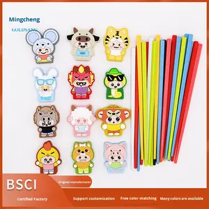 <span class=keywords><strong>Palillos</strong></span> Reutilizables de Plástico con Diseño Creativo de Dibujos Animados de los Doce Animales del Zodiaco, Diseño Propio, Gran Venta en Comercio Electrónico - Product Image 3