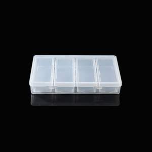 Boîte de rangement transparente à 4 compartiments, 19.5x11.3x3cm, pour organisateurs de bijoux, accessoires de bureau, étui de tri pour petits objets - Product Image 1