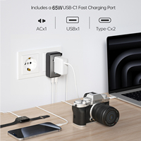 Adaptateur de voyage universel 65W PD3.1 QC3.0 pour les Émirats arabes unis, Dubaï, le Royaume-Uni, l'Europe, les États-Unis, charge GaN III pour Macbook