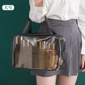 Yüksek kaliteli özel şeffaf TPU seyahat kozmetik saklama çantası debriyaj pvc fermuarlı kozmetik çantası su geçirmez