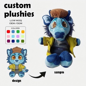 Chaqueta de Felpa con Gorra de León Azul Hecha a Medida, con Tela de Algodón, Relleno de Algodón PP, Bordado de Logotipo Personalizado, Muñeco de Peluche - Product Image 1