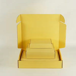 Boîte d'expédition pliable en carton coloré, matériaux recyclés écologiques haut de gamme, logo personnalisé, boîte cadeau jaune, revêtement UV - Product Image 4