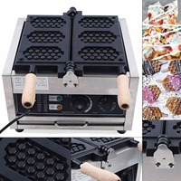 Machine à gaufres en forme de crème glacée commerciale 1500W Antiadhésive Électrique 3 tranches Gaufres en nid d'abeille Machine à gaufres pour snack-bar