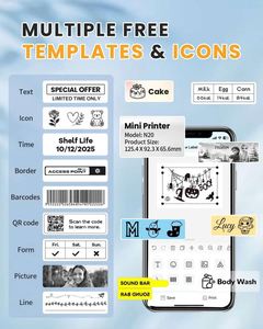 N20 Thermal Label Maker Machine HDPrinting APP 2-inch Barcode <b>Sticker</b> <b>Printer</b> 2000mAh Battery 1-Year Warranty Stock for - Product Image 4
