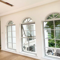 Ventana Francesa de Aluminio con Arco Superior, Persiana de Acero Inoxidable, Vidrio Triple Aislante, Diseño Personalizado para Exteriores de Villas