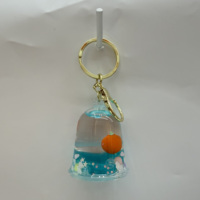 Porte-clés liquide en acrylique en forme de cloche avec figurine flottante Père Noël, poisson, licorne pour la vente en gros, OEM, personnalisation de sacs et de décorations de téléphone