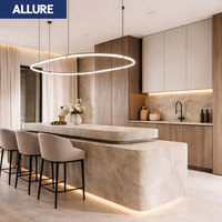 Allure Home Armoire de cuisine en contreplaqué, design moderne de luxe, avec rangement intelligent, finition placage bois, meuble de garde-manger sur mesure