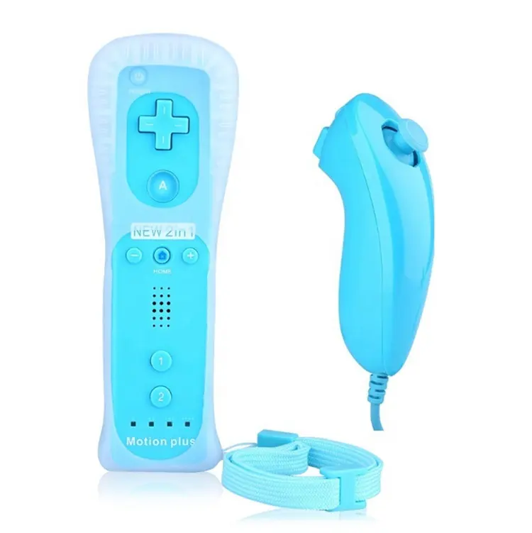 Ucuz fiyat 2 in 1 Wii Video oyunu konsol uzaktan kontrolörleri uzaktan Joystick ile silikon kılıf için Wii Video oyunu konsolları