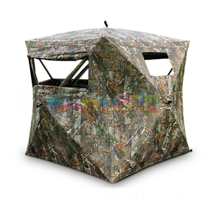 <strong>Camouflage</strong> 2-man Ground Blind Hunting Tent with Shadow Mesh and 360 Degree View Eliminates Camping Spots
