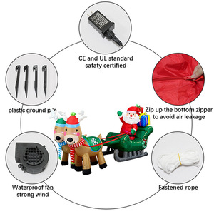 Decorazione Natalizia Gonfiabile da Giardino: Renna che Tira il Carrozzino con Babbo <span class=keywords><strong>Natale</strong></span> che Consegna Scatole Regalo - Product Image 6