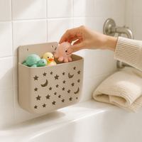 Organisateur de jouets de bain en silicone personnalisé pour baignoire avec ventouse, support de rangement pour jouets de bain, organisateur de jouets de baignoire