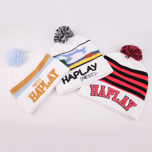 Custom logo Trendy High Quality Acrylic Warm Winter Hats Caps Plain Skully <strong>Pom</strong> <strong>Pom</strong> Knitted <strong>Beanie</strong> Hats - Product Image 4