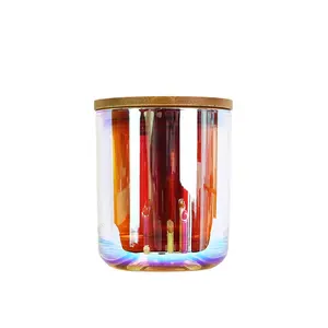 Frascos de vidro para velas pequenas com logotipo personalizado, frascos galvanizados de luxo com tampa, fundo redondo e quente