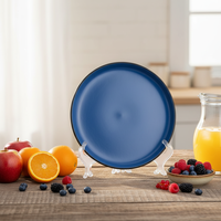 Service de table en céramique bleue de luxe classique, assiettes, bols, tasses à thé, résistant à la chaleur, compatible four, micro-ondes et lave-vaisselle