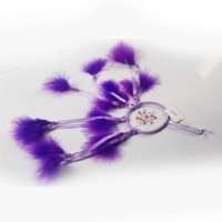 Haute qualité violet plume attrapeur de rêves avec perle noire 5 anneaux pour la décoration